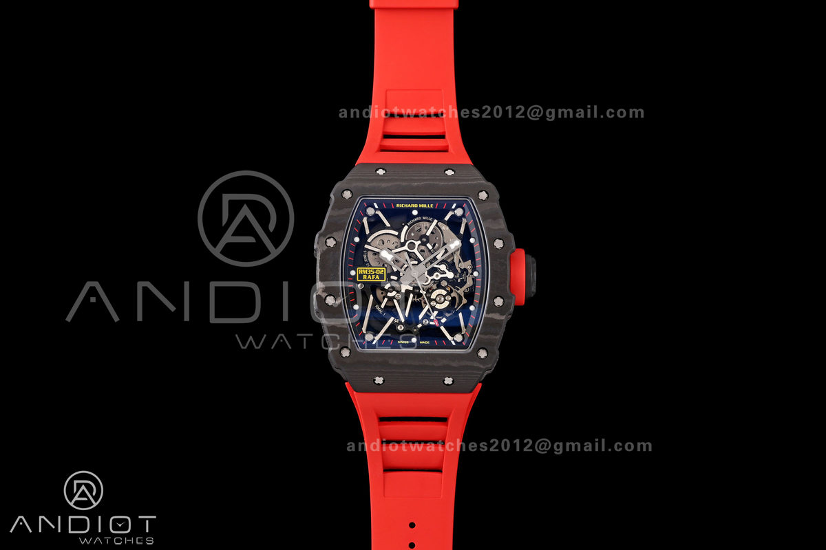 RM35-02 NTPT Mille Studio 1:1 Best Edition on Red Rubber Strap RMUL1 Super Clone (Custom Case Set)